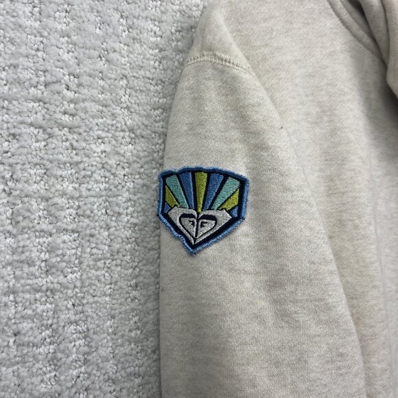 Y2K ROXY Full zip Hoodie Fleece Off-White / Green Skater Surf Beach Women Sz M - Picture 15 of 16